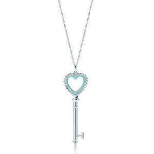 TIFFANY beaded heart key pendant